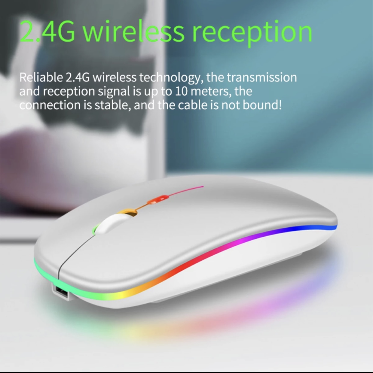Rechargeable RGB Mouse Dual Mode Rechargeable Wireless Mouse Bluetooth 5.0 2.4 GHz Optical Wireless Mouse 1600DPI