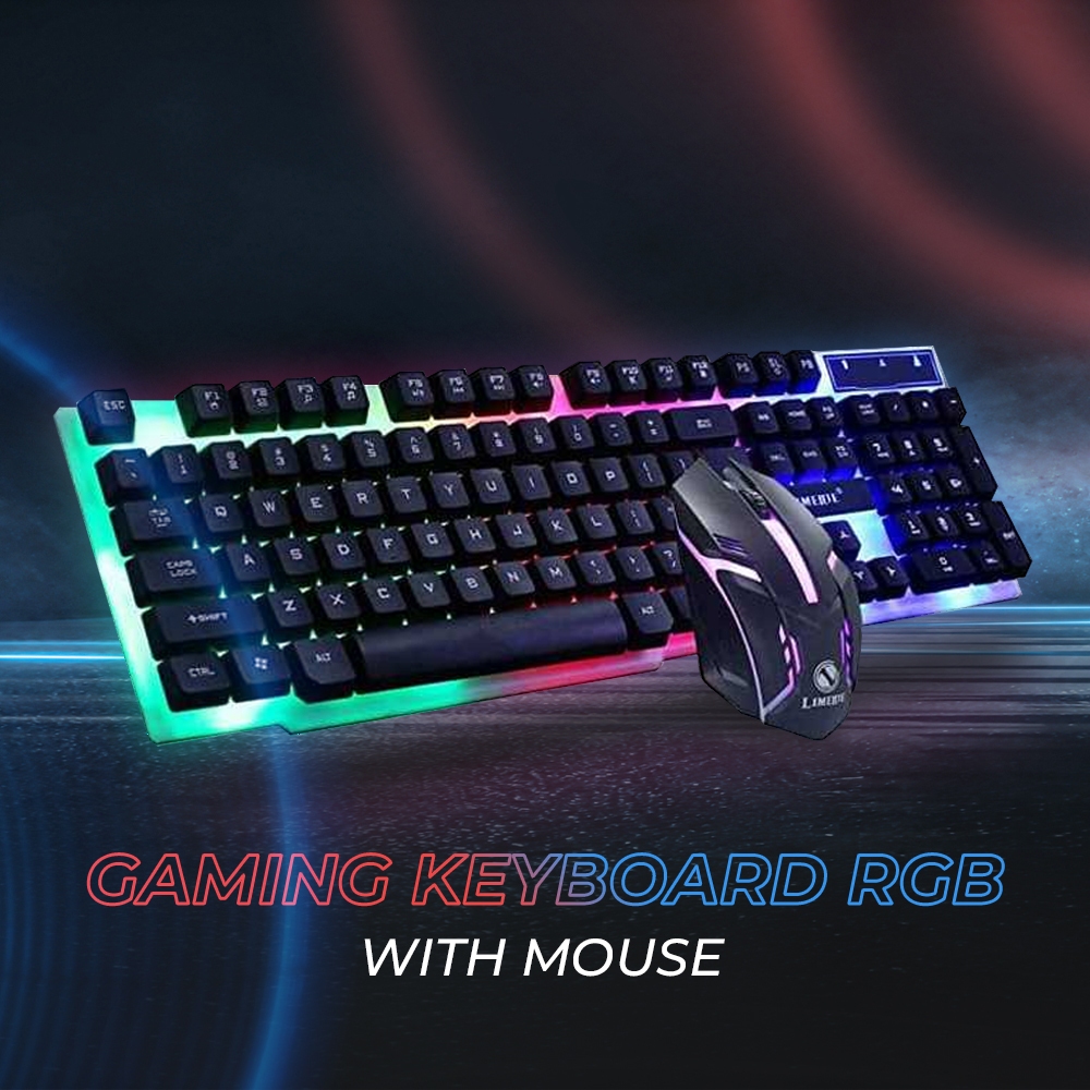 Gamer Keyboard And Mouse Combo Set RGB LED 104-Key Wired Gaming Keyboard Mouse Set for Notebook Laptop Desktop PC Tablet